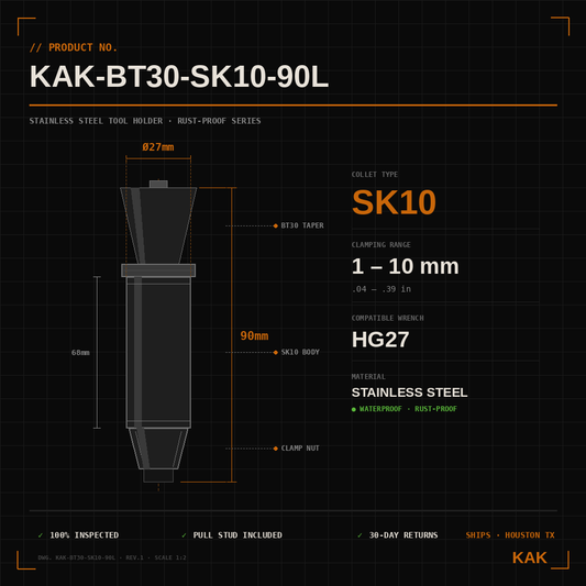 KAK BT30 SK10 90L engineering specifications