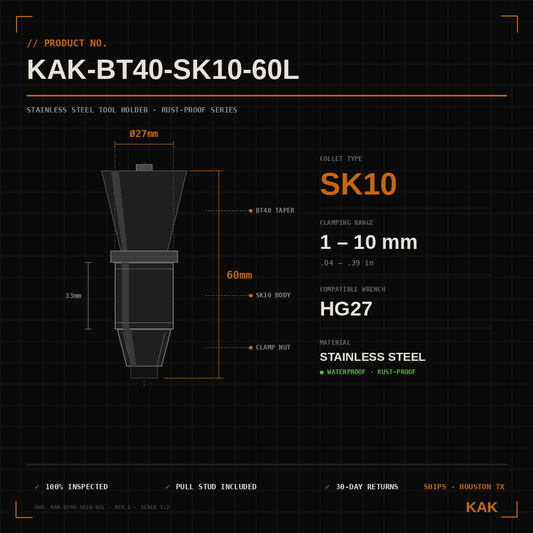 KAK BT40 SK10 60L engineering specifications