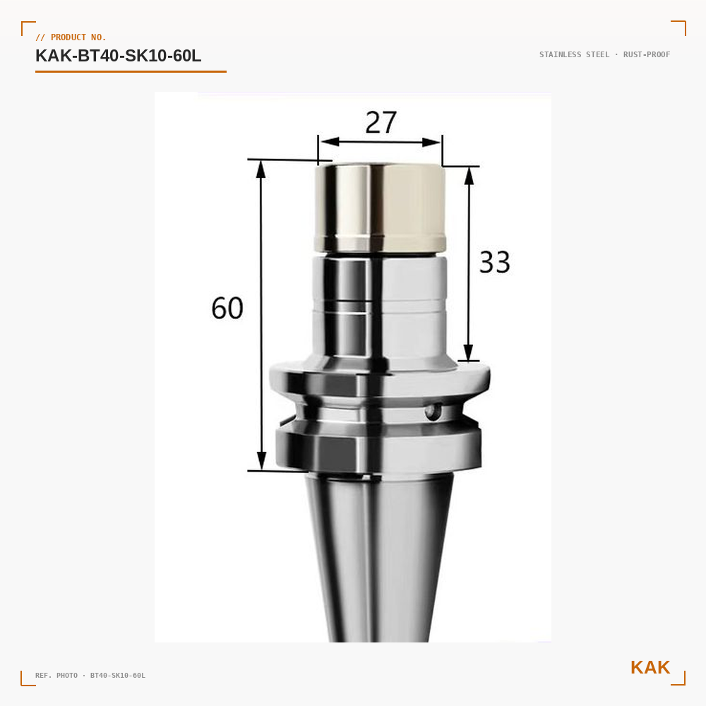 KAK BT40 SK10 60L CNC tool holder with dimensions